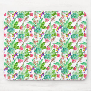 Alfombrilla De Ratón Cactus de color de agua brillante y patrón sucule