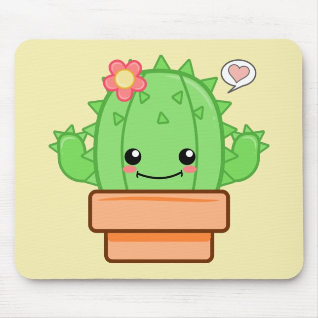 Alfombrilla De Ratón Cactus Kawaii (Frente)