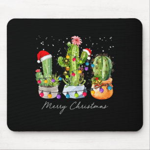 Alfombrilla De Ratón Cactus Navidad Xmas Árboles Luces Sombrero de Sant