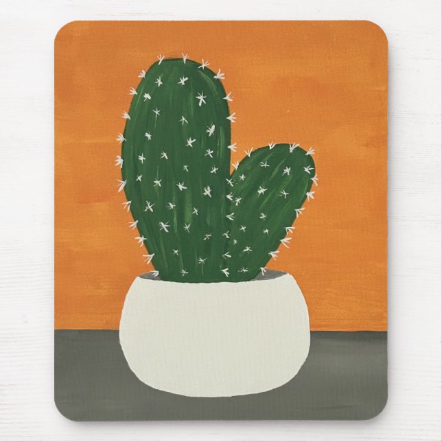Alfombrilla De Ratón Cactus postizas de acrílico gris y naranja (Frente)