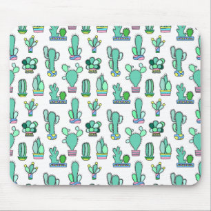 Alfombrilla De Ratón Cactus verde mate y patrón de planta suculento
