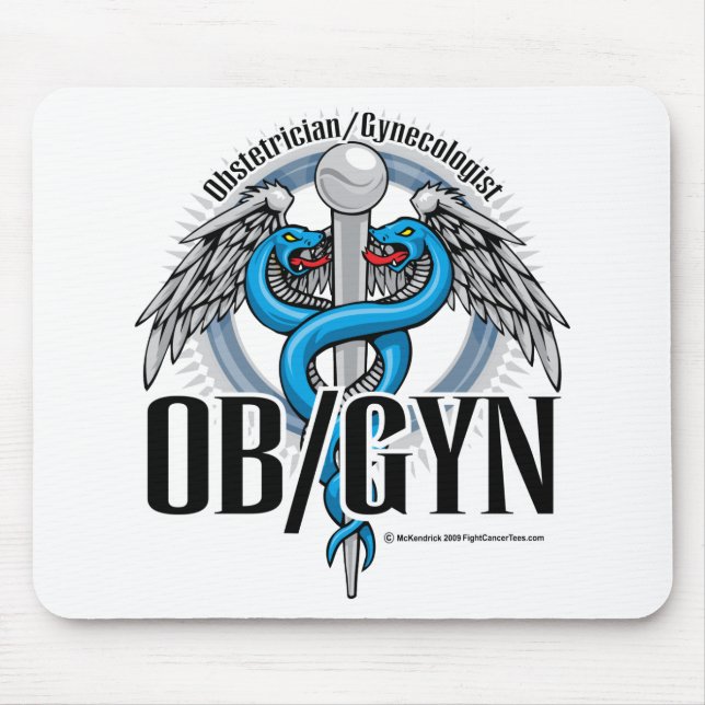 Alfombrilla De Ratón Caduceo del azul de OB/GYN (Frente)