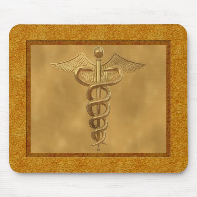 Alfombrilla De Ratón Caduceo médico del oro (Frente)