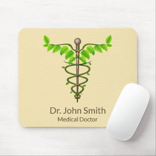 Alfombrilla De Ratón Caducto médico alternativo Verde deja beige