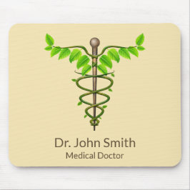 Alfombrilla De Ratón Caducto médico alternativo Verde deja beige