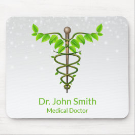 Alfombrilla De Ratón Caducto médico alternativo Verde deja blanco