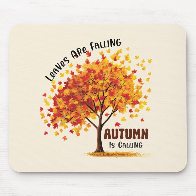Alfombrilla De Ratón Caen Las Hojas, El Otoño Llama - Cae Acogedora (Frente)