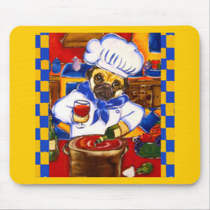 Alfombrilla De Ratón Café Cute Le Chef Pug