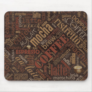 Alfombrilla De Ratón Café en Burlap Word Cloud Brown ID283