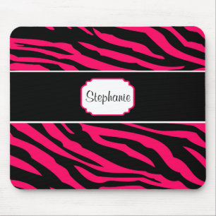 Alfombrilla De Ratón Café personalizado de cebra rosa y negra