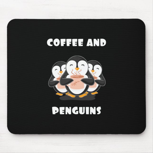 Alfombrilla De Ratón Café Y Pingüinos (Frente)