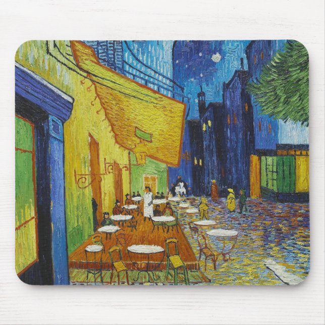 Alfombrilla De Ratón Cafetería por la noche de Vincent Van Gogh (Frente)
