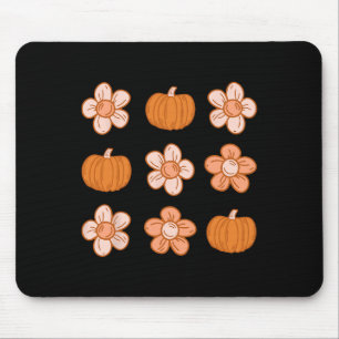 Alfombrilla De Ratón Caída de Halloween en Retro Groovy Floral de calab