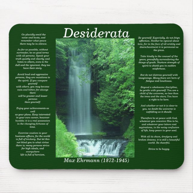 Alfombrilla De Ratón Caída Mousepad del agua de los DESIDERÁTUMS (Frente)