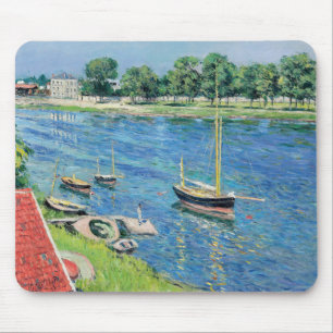 Alfombrilla De Ratón Caillebotte - Sena en Argenteuil, Barcos anclados