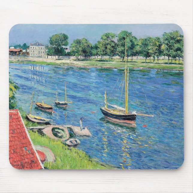 Alfombrilla De Ratón Caillebotte - Sena en Argenteuil, Barcos de ancla (Frente)