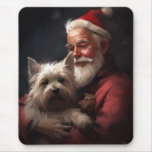 Alfombrilla De Ratón Cairn Terrier con Santa Claus Festivo de Navidad