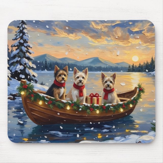 Alfombrilla De Ratón Cairn Terrier Navidad Barco Fiesta (Frente)