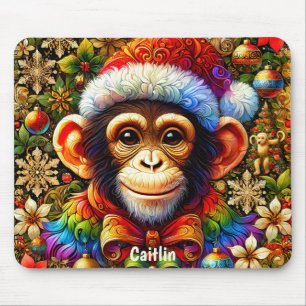 Alfombrilla De Ratón CAITLIN ~ Zany CHIMPANZEE Navidades