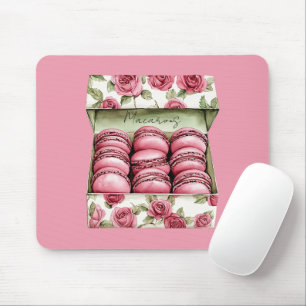 Alfombrilla De Ratón Caja de Macarons de Rosas Rosadas Bonitas