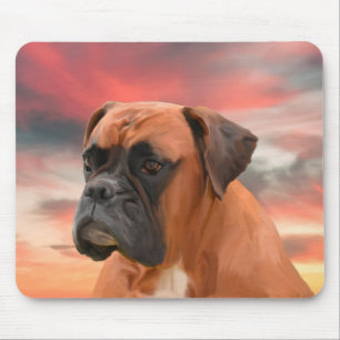 Alfombrilla De Ratón Caja de perro Boxer adorable arte de pintura al ól