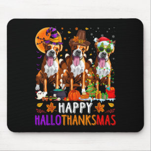 Alfombrilla De Ratón Caja Feliz Hallothanksmas Perro Boxer Halloween Na