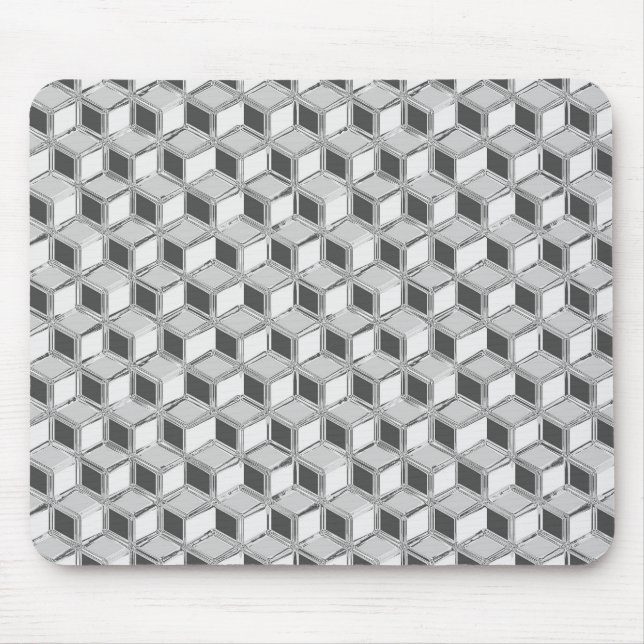 Alfombrilla De Ratón Cajas cromadas 3d - gris plateado (Frente)