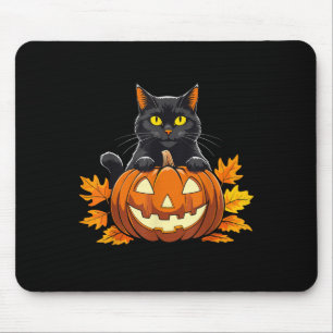 Alfombrilla De Ratón Calabaza de gato negro lindo disfraz de Halloween