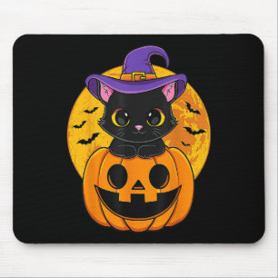 Alfombrilla De Ratón Calabaza de Gorra de bruja negra de Halloween