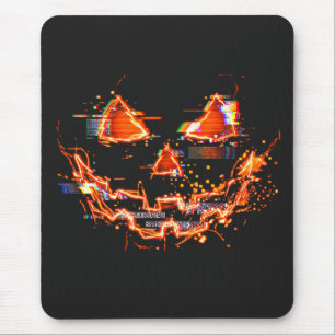 Alfombrilla De Ratón Calabaza de Halloween Cyberpunk Neon con Fallos