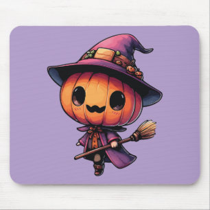 Alfombrilla De Ratón Calabaza de Halloween de bruja linda