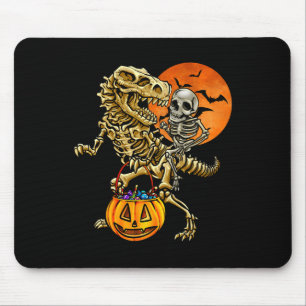 Alfombrilla De Ratón Calabaza de Halloween de dinosaurio esqueleto para