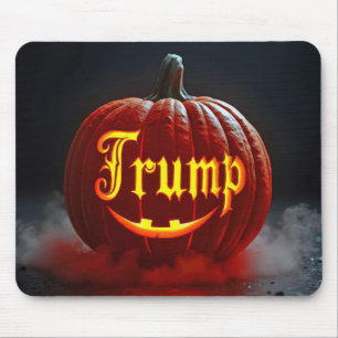 Alfombrilla De Ratón Calabaza de Halloween Trump en niebla