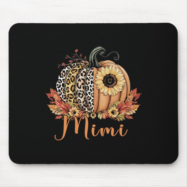 Alfombrilla De Ratón Calabaza De Leopardo De Acción De Gracias Y Mimi D (Frente)
