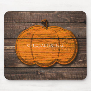 Alfombrilla De Ratón Calabaza de madera rústica País Halloween Otoño