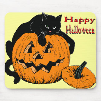Alfombrilla De Ratón Calabaza del gato negro