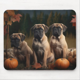 Alfombrilla De Ratón Calabaza deslumbrante de bullmastiff Puppy otoño