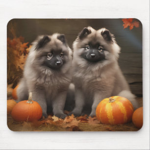 Alfombrilla De Ratón Calabaza deslumbrante de Keeshond Puppy Autumn
