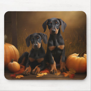 Alfombrilla De Ratón Calabaza deslumbrante Doberman Puppy Autumn