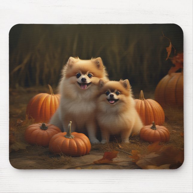 Alfombrilla De Ratón Calabaza deslumbrante Pomerania de uva de otoño (Frente)
