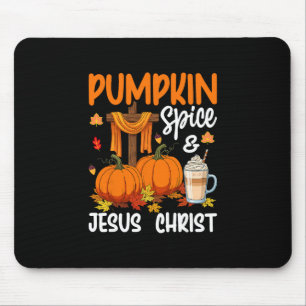 Alfombrilla De Ratón Calabaza Especiada Y Jesucristo Navidad Cristiana 