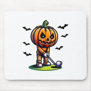 Alfombrilla De Ratón Calabaza Jugando Golf Halloween Deportes Funny Y S