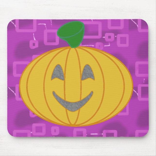 Alfombrilla De Ratón Calabaza moderna sobre geométrica púrpura (Frente)