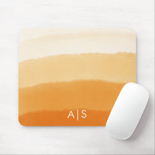 Alfombrilla De Ratón Calabaza Naranja Ombre de Aquarela con Inicial de 