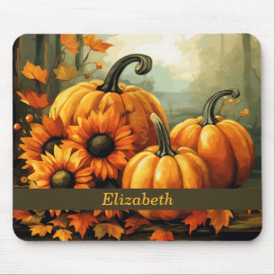Alfombrilla De Ratón Calabaza Personalizada Girasol Otoño Tema Otoñal