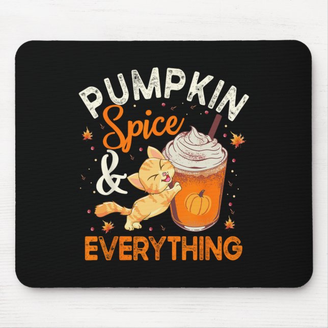 Alfombrilla De Ratón Calabaza Spice Everything Cat Lover Cute Autumn Fa (Frente)