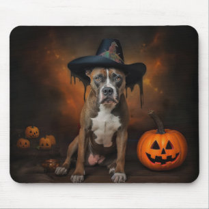 Alfombrilla De Ratón Calabazas American Staffordshire Halloween Espeluz