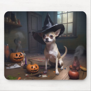 Alfombrilla De Ratón Calabazas Chihuahua Halloween Terroríficas