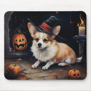 Alfombrilla De Ratón Calabazas Corgi Halloween Espeluznantes