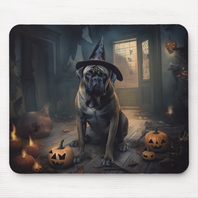 Alfombrilla De Ratón Calabazas de bullmastiff asustan a Halloween (Frente)